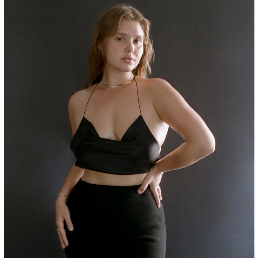 SUBSURFACE Black Silk Tie Top